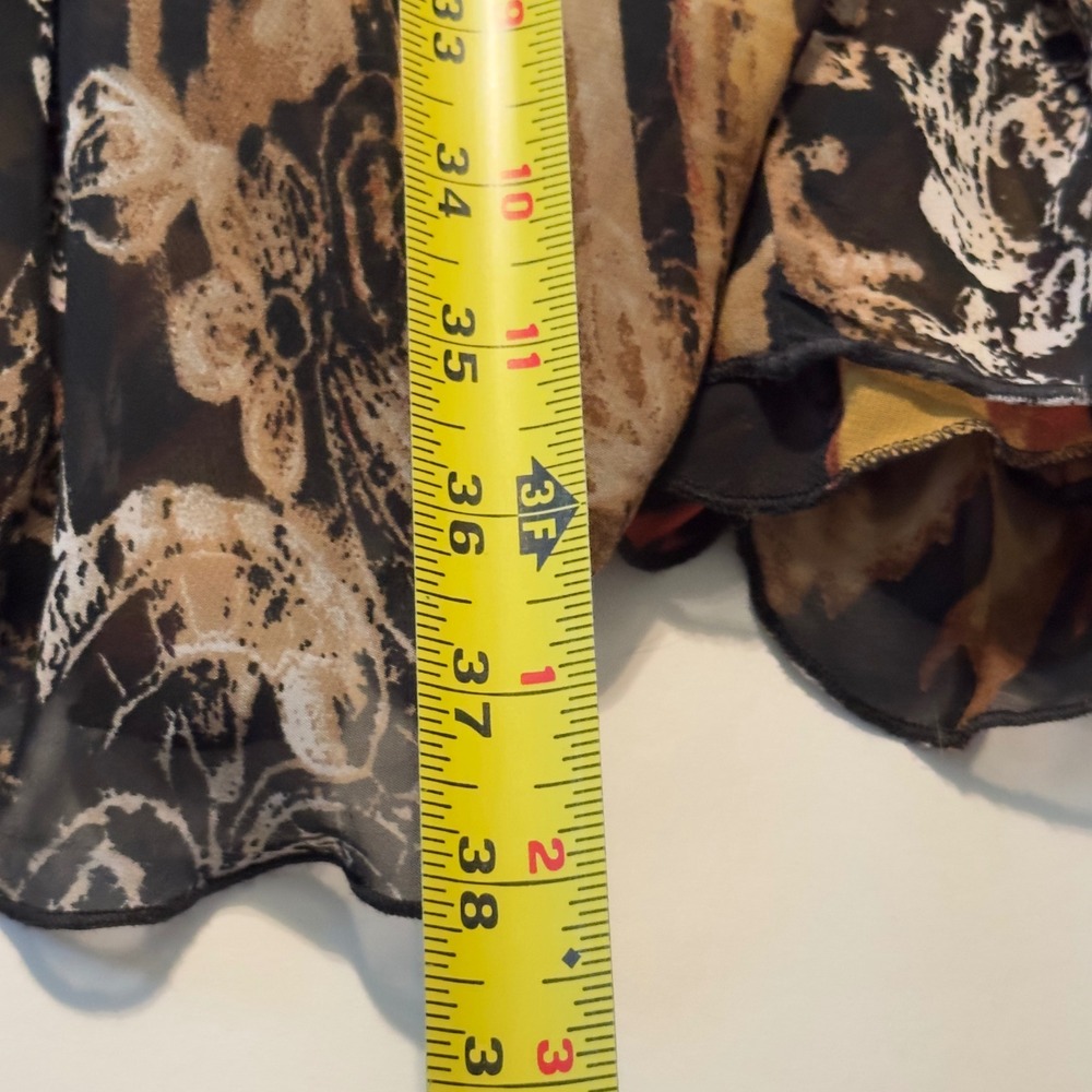 Sandy Starkman Animal Print Maxi Skirt Beaded Waistband Orange Brown Large Boho - Picture 6 of 11